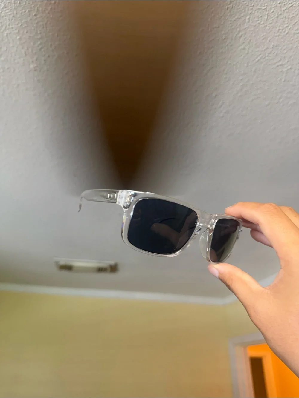 Clear Frame Sunglasses with Black Lenses Oakley
